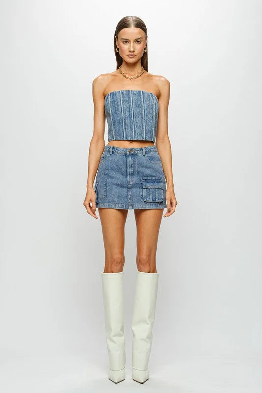 JOSS DENIM CARGO SKIRT linen skirt natural
