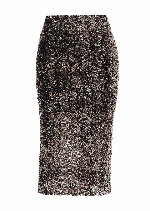 Jubilee Skirt Gold/Silver in Sequinned Velvet chiffon skirt flowing