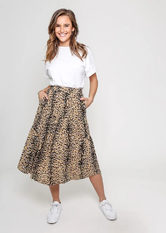 Leoni Piper Skirt Gold Leopard denim skirt casual