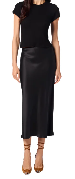 Miranda Scallop Mid-Length Skirt silk skirt sleek