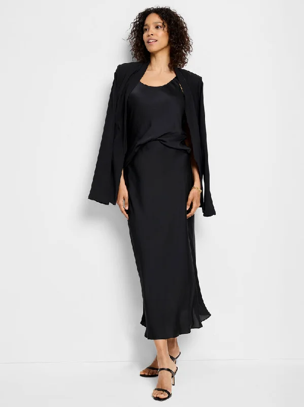 SOCIAL EDIT CREPE SLIP SKIRT linen skirt breathable