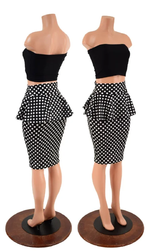Peplum Wiggle Skirt & Strapless Top Set flowy skirt hem