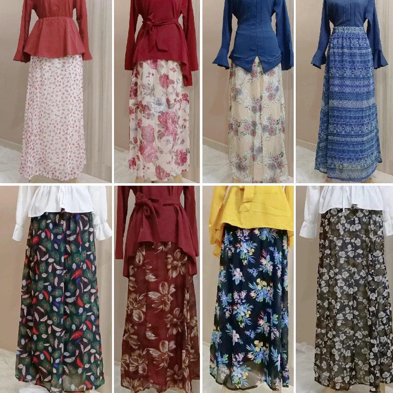 Printed Chiffon  Skirt lightweight skirt design