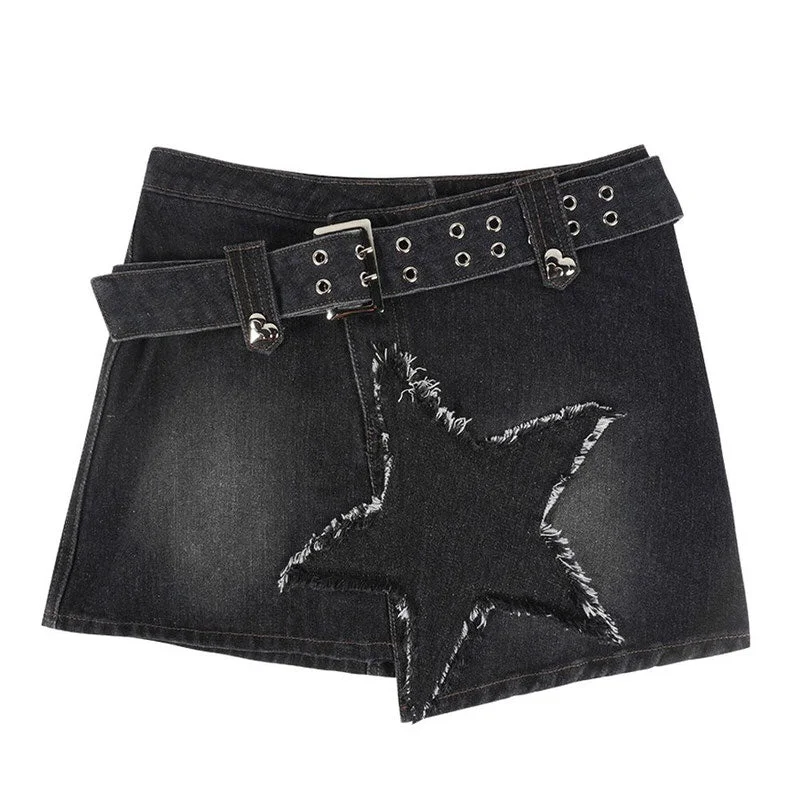Star Girl Denim Skirt leather skirt sleek