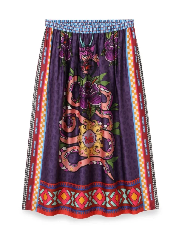Vanessa Printed Midi Skirt - Dragon cashmere skirt rich