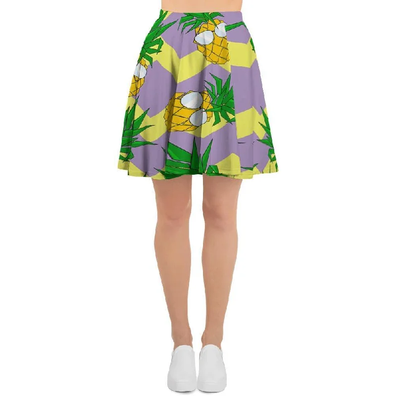 Zig Zag Pineapple Print Women's Skirt velvet skirt luxurious